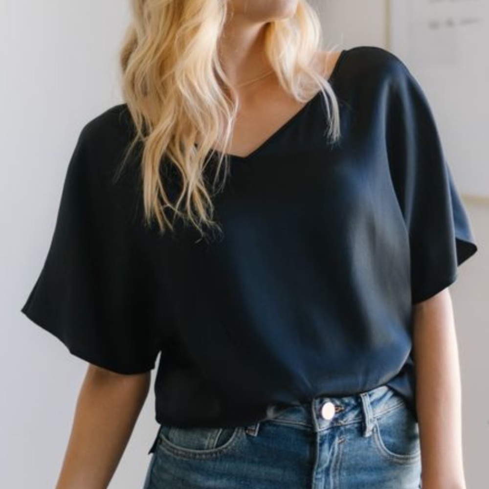 Classic Black V-Neck Blouse